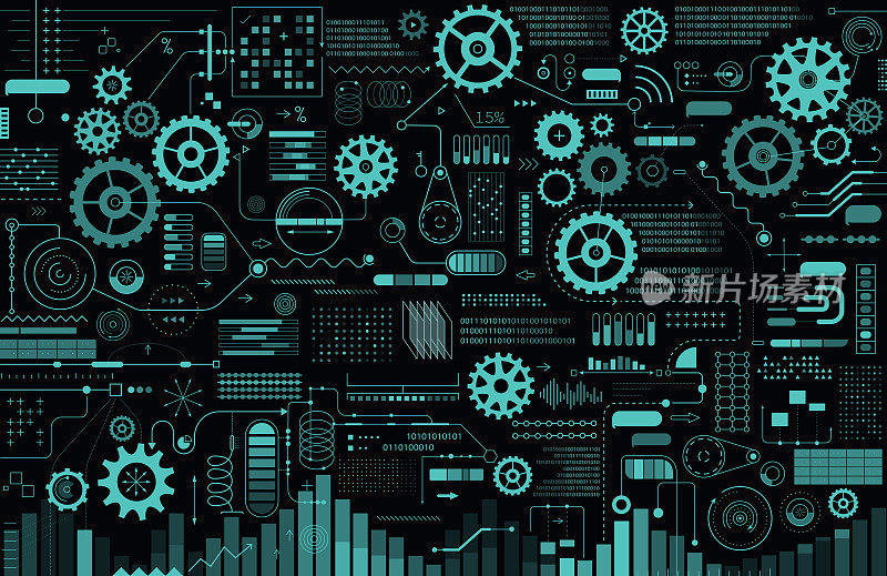 Technology Background With Gears And Charts